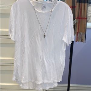 Zara T-shirt with embroidered skull necklace